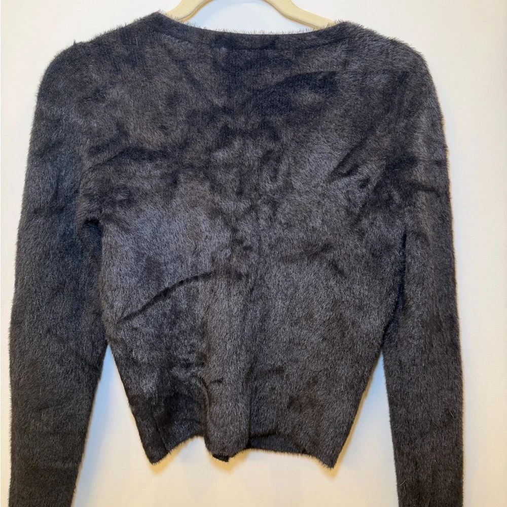 NWT Abercrombie and Fitch Black Soft V-Neck Fuzzy Cardigan Sweater
